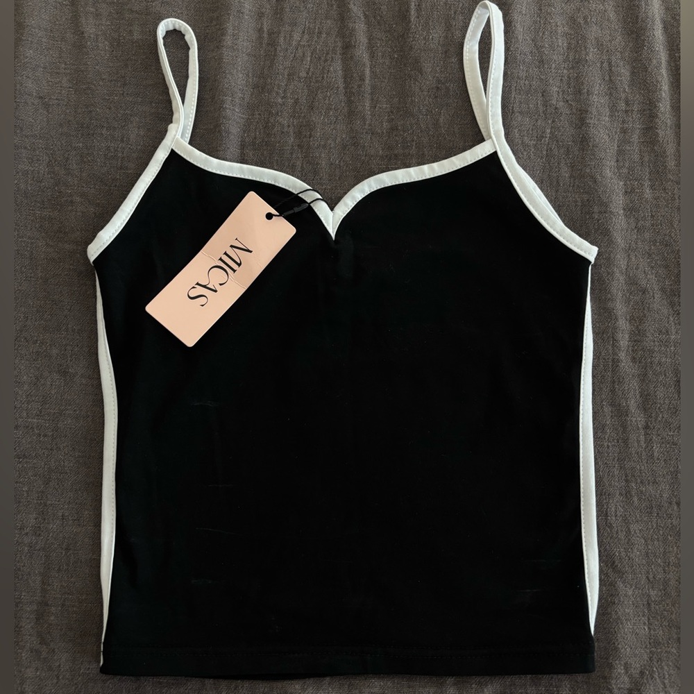 MICAS Black Cami with White Contrast Trim